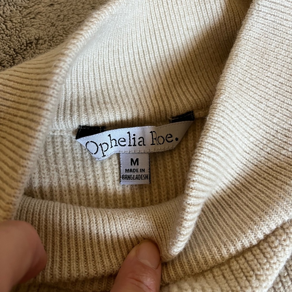 Cream Long Sleeve Turtle Neck Knit Sweater - Picture 6 of 8